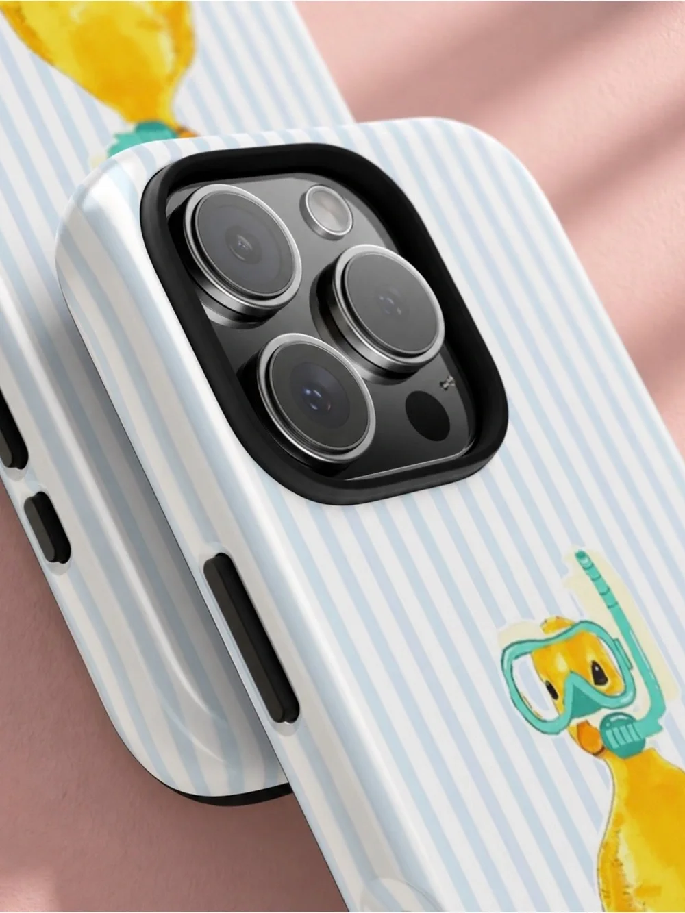 Snorkeling Duck Blue Striped Preppy Quirky Aesthetic Tough Phone Case